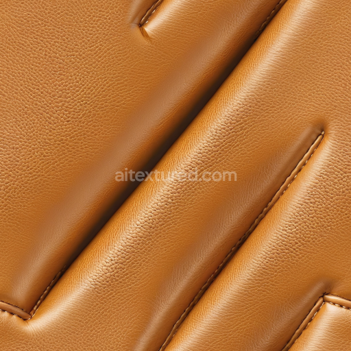 Seamless 3D PBR Texture of Tan Pebbled Leather Upholstery with Plush Quilted Padding