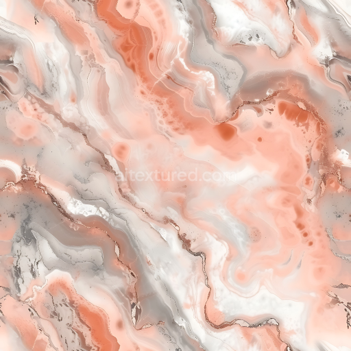 Seamless 3D Fior Di Pesco Marble PBR Texture with Warm Pink and Grey Veins