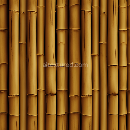 Seamless 3D PBR Texture of Vertical Bamboo Culms in Warm Amber Color