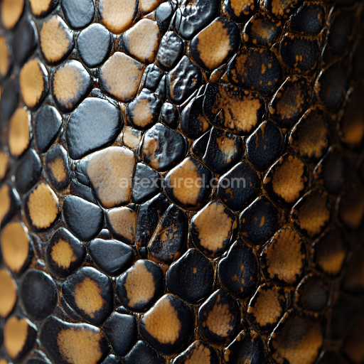 Seamless 3D Snake Skin PBR Texture Featuring Glossy, Scaled Surface with Natural Color Variation