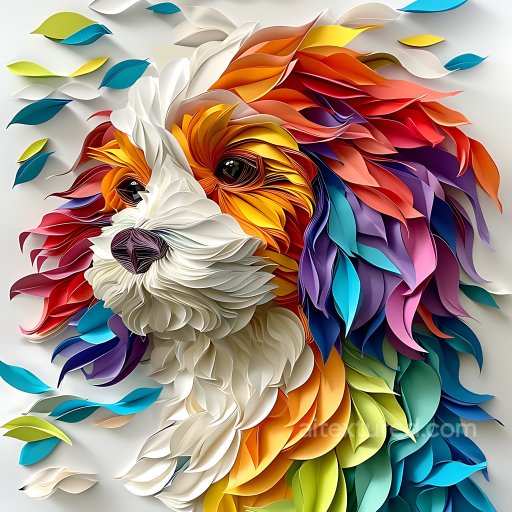 Animal - Seamless 3D PBR Texture of Vibrant Coton de Tulear Fur in Multicolor Stylized Layers texture preview