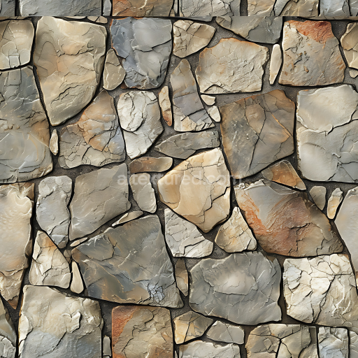 Seamless 3D Weathered Natural Stone Wall PBR Texture with Earthy Tones