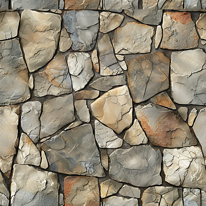Weathered Natural Stone Wall with Earthy Tones seamless PBR texture preview