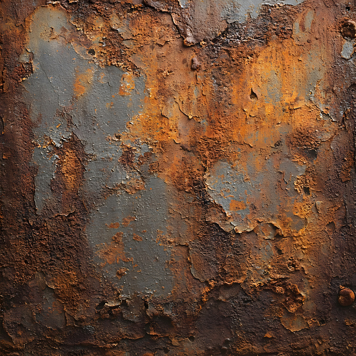 Rusty Metal Featuring Cracked Peeling Paint and Corrosion seamless PBR texture preview