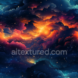 seamless Seamless 3D Space PBR Texture Featuring Swirling Fiery Nebula Clouds and Starfield texture 8k free download PBR