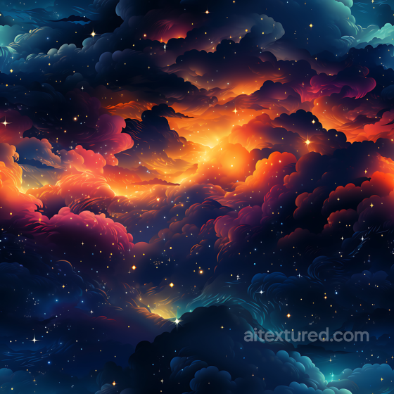 Space PBR Texture Featuring Swirling Fiery Nebula Clouds and Starfield Star, space, planets texture preview