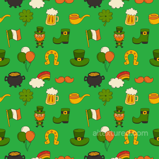 St Patrick Cartoon Digital Paper Texture with Iconic Festive Motifs seamless St patrick digital paper bundle PBR texture
