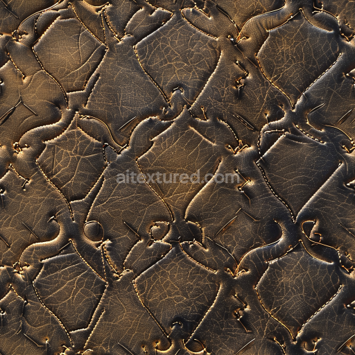 Preview — Seamless 3D PBR Texture of Aged Stitched Brown Leather with Crackled Grain