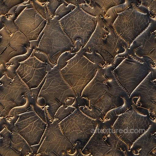 Aged Stitched Brown Leather Seamless Texture with Crackled Grain seamless Leather PBR texture