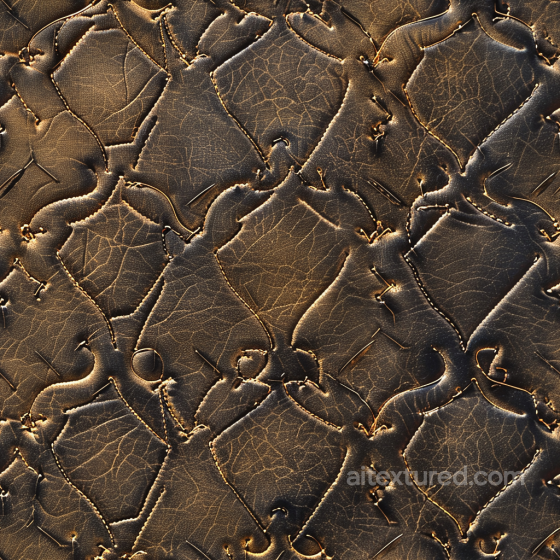 Aged Stitched Brown Leather Seamless Texture with Crackled Grain Leather texture preview