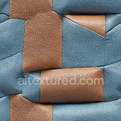seamless Seamless 3D Pebbled Leather PBR Texture in Brown and Blue with Patchwork Panels texture 8k free download PBR
