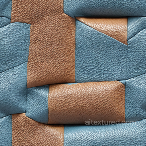 Pebbled Leather PBR Texture in Brown and Blue with Patchwork Panels seamless Leather PBR texture