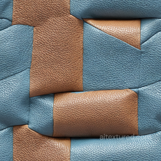 Pebbled Leather PBR Texture in Brown and Blue with Patchwork Panels Leather texture preview