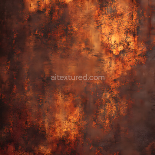 Seamless 3D PBR Texture of Rusted and Cracked Metal Surface in Warm Orange Tones
