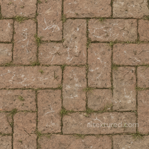 Brick Weathered With Chalk Markings And Patchy Grass Natural Wear seamless Park pavement PBR texture