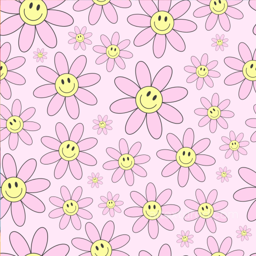 with Pink Smiley Face Flowers Pattern seamless Happy Face pattern PBR texture