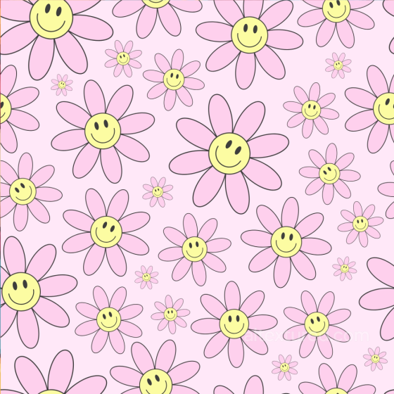 with Pink Smiley Face Flowers Pattern Happy Face pattern texture preview