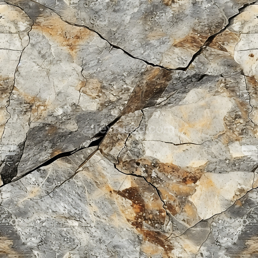 Seamless 3D PBR Cracked Stone Texture Featuring Weathered Grey and Brown Rock Surfaces