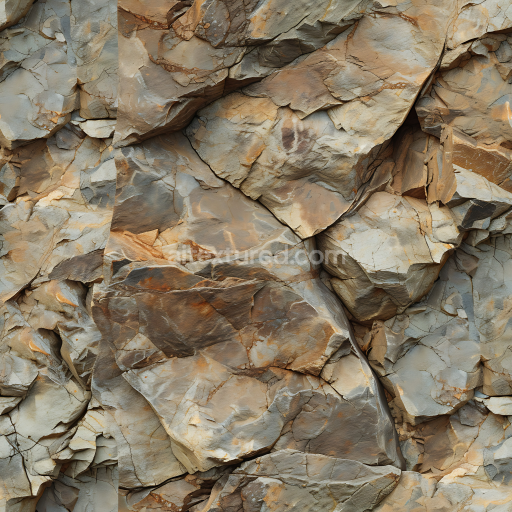 Seamless 3D PBR Texture of Weathered Rocky Cliff Wall with Layered Stone and Rust Tones