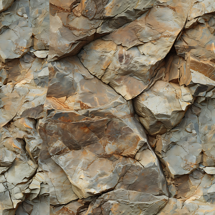 Stone of Weathered Rocky Cliff Wall with Layered Stone and Rust Tones seamless PBR texture preview