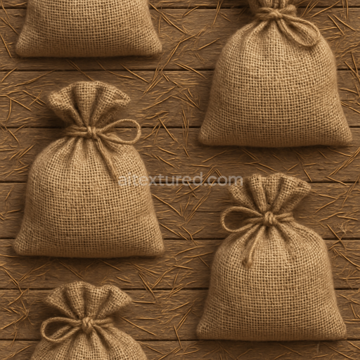 Seamless 3d texture pbr 8k burlap sack with twine string holiday