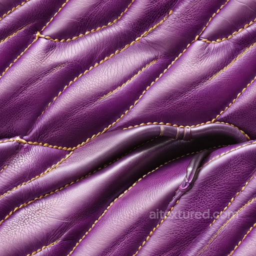 Purple Quilted Leather Texture with Prominent Stitching and Rich Grain seamless Leather PBR texture