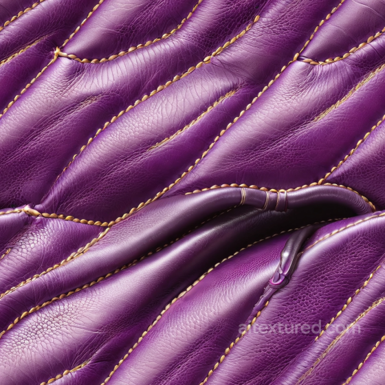 Purple Quilted Leather Texture with Prominent Stitching and Rich Grain Leather texture preview
