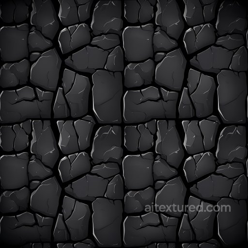 Cracked & Holes Texture of Cracked Dark Stone Tiles with Deep Crevices seamless Cracked & Holes PBR texture