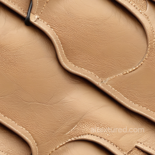 Tan Smooth Leather Texture with Fine Grain and Prominent Stitching seamless Leather PBR texture
