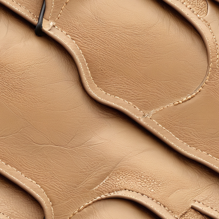 Tan Smooth Leather with Fine Grain and Prominent Stitching seamless PBR texture preview