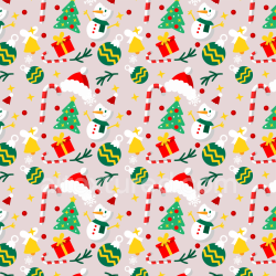 seamless Seamless 3D PBR Texture with Colorful Christmas Icons on Light Background texture 8k free download PBR