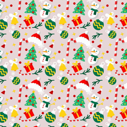 Seamless 3D PBR Christmas digital paper texture with festive icons