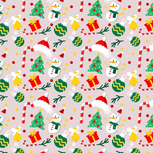with Colorful Christmas Icons on Light Background seamless All Christmas Digital paper PBR texture