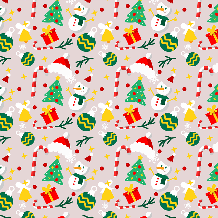 Christmas Digital Paper With Festive Icons seamless PBR texture preview