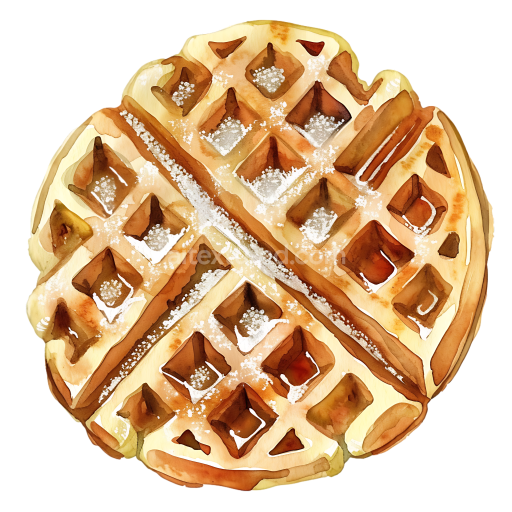 Preview — Breakfast Belgian Liege Waffles with Pearl Sugar Watercolor Illustration