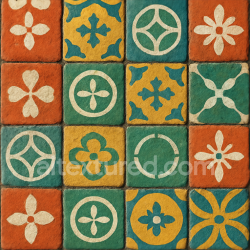 seamless Seamless 3d texture pbr 8k cement tiles with vibrant colors and rough grout for rustic decorative surfaces texture 8k free download PBR