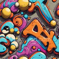 seamless Seamless 3D PBR Graffiti Texture Featuring Bright Orange, Blue & Purple Urban Street Art texture 8k free download PBR