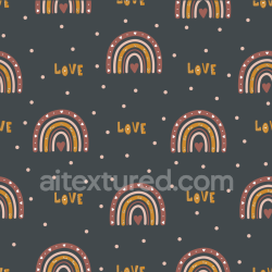 seamless Seamless Boho Style Rainbow PBR Fabric Texture with Love Script and Polka Dots texture 8k free download PBR