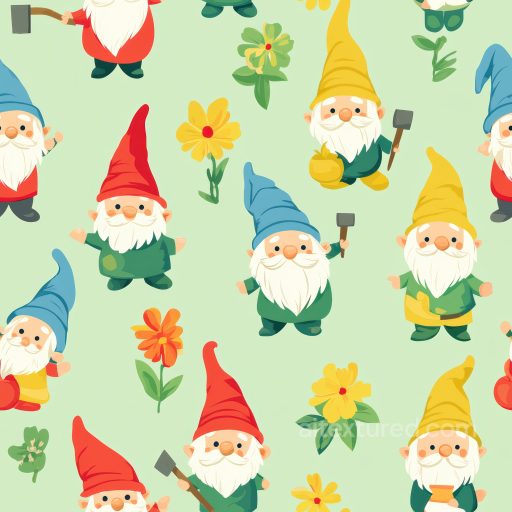 Of Whimsical Colorful Easter Garden Gnomes And Flowers seamless All Easter Digital paper PBR texture