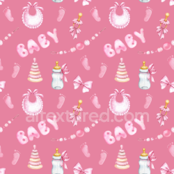 seamless Seamless 3D PBR Texture with Pink Baby Items and Toys Pattern texture 8k free download PBR