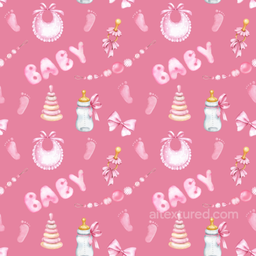 with Pink Baby Items and Toys Pattern seamless Baby girl  PBR texture