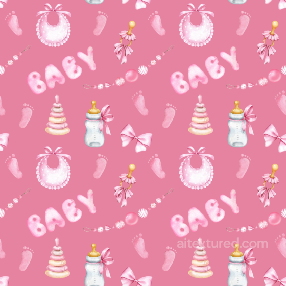 with Pink Baby Items and Toys Pattern Baby girl texture preview
