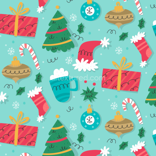 Seamless 3D PBR Texture with Colorful Christmas Digital Paper Pattern