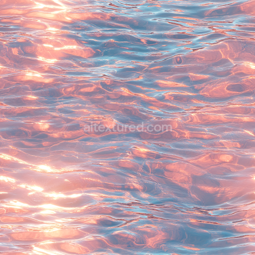 Seamless 3D Water PBR Texture Featuring Subtle Waves and Warm Sunset Hues