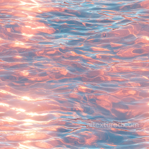 Water PBR Texture Featuring Subtle Waves and Warm Sunset Hues seamless Water PBR texture