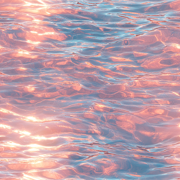 Water Featuring Subtle Waves and Warm Sunset Hues seamless PBR texture preview