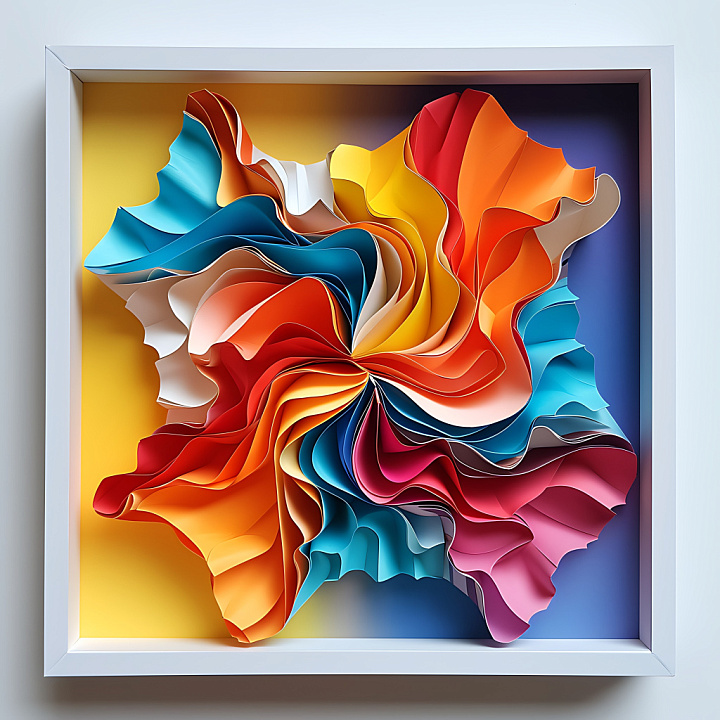 Of Vibrant Multi-Colored Layered Origami Folds seamless PBR texture preview