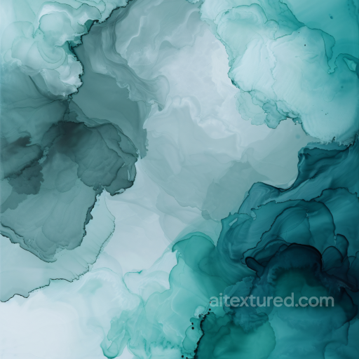 Alcohol Ink PBR Texture Featuring Flowing Deep Teal and Aqua Waves seamless Alcohol ink PBR texture