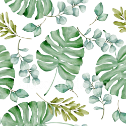 seamless Seamless 3D PBR Watercolor Greenery Texture with Botanical Leaf Patterns texture 8k free download PBR