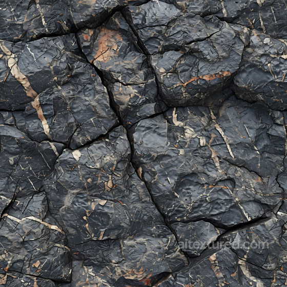 Stone Texture of Dark Fractured Cliff Rock with Metallic Veins Stone texture preview